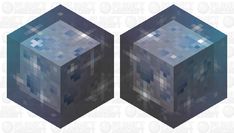 an image of two cubes that are made out of pixellated material, one is blue and the other is black