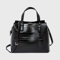 Triple Compartment Satchel Handbag - A New Day™ : Target Alligator Print, Satchel Handbag, Day Bag, Manado, Mini Purse, Black Purses, Satchel Handbags, New Handbags, Black Handbags