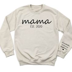 👩💕 Celebrate your journey as a mom with our Mama Est Since T-Shirt personalized with your kid's names! 🌟 Customize it for a special touch! 😍 Get yours now and wear your mom pride in style! Soft Style Solid color: 100% Airlume combed and ring-spun cotton Heather Colors: 52% Airlume Combed and ring-spun cotton, 48% polyester Heather Sport colors: 60/40 polyester/cotton 100% No Sweatshops & Eco-Friendly Production For different Mother's Day t-shirt designs, please take a look at our Mother's Day collection. https://www.greatwoodboutique.com/collections/mothers-day-tee-shirts Custom Text Cotton Tops For Personalized Gift, Casual Tops With Custom Text For Personalized Gift, Casual Custom Print Top For Personalized Gift, Mother's Day Relaxed Fit Tops With Custom Text, Mother's Day Tops With Custom Text And Relaxed Fit, Relaxed Fit Tops With Custom Text For Mother's Day, Personalized Crew Neck Top, Personalized Crew Neck Tops For Family Matching, Customizable Tops For Family On Mother's Day