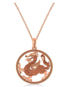 If you are looking for a unique and meaningful gift for yourself or a loved one who is a dragon,This necklace features a 14k rose gold dragon charm that is delicately crafted with fine details and a polished finish. The charm hangs from a 16-inch chain that secures with a spring ring clasp. Celebrate the Year of the Dragon with a Rose Gold Necklace The Lunar New Year is a festival that celebrates the beginning of a new year in the lunar calendar. Elegant Dragon Design Necklace As A Gift, Elegant Dragon Design Necklace As Gift, Elegant Dragon Design Necklace Gift, 14k Rose Gold Pendant Necklace, Luxury Engraved Rose Gold Necklace, Symbolic 14k Rose Gold Necklace, Luxury 14k Rose Gold Pink Gold Necklace, Symbolic Rose Gold Necklace, 14k Rose Gold Round Necklace