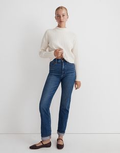 The '90s Straight Jean in Penwood Wash: BCRF Selvedge Edition Austin Fashion, Oatmeal Cardigan, Austin Style, Winter Capsule Wardrobe, Style Blogger, Denim Details, Fashion And Style, Different Outfits, Jeans For Sale