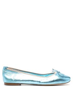 blue calf leather smooth grain contrasting trim metallic effect square toe bow detailing to the front branded leather insole flat leather sole slip-on style Contrasting Trim, Shoes Blue, Ballerina Shoes, Contrast Trim, Metallic Leather, Blue Shoes, Flat Shoes Women, Calf Leather, Grain