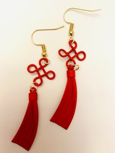 Handmade earrings Chinese Jewelry Traditional, Chinese Knotting, Chinese Accessories, Japanese Jewelry, Lucky Jewelry, Chinese Jewelry, Traditional Earrings, Chinese Knot, Knot Earrings