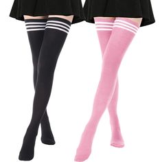 PRICES MAY VARY. Extra Long Thigh High Socks: The length from top to heel of the high thigh socks is about 27.56”, and the toe to the heel is about 7.48’’. 5’4” and about 160 lbs, so i have thick thighs, about 22” around and they fit,If needed you could wear a garter；6ft 1 with size 11 feet,go over my knees;5'4" 138 lbs and they come up to my mid-thigh. Elastic Material: These stretchy extra long thigh high socks are crafted from quality 80% acrylic, 15% spandex, 5% nylon, soft, flexible, comfor Thigh Hogh Socks, Cute Thigh Highs, High Thigh Socks, Plus Size Kawaii, School Uniform Skirts, Thigh Socks, Striped Stockings, Over Knee Socks, Striped Tights