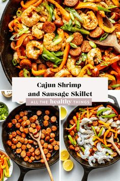 cajun shrimp and sausage skillet with all the healthy things to cook in it