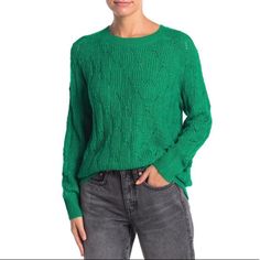 Elodie Cable Knit Pullover Sweater Size Xs Vibrant Green New With Tags Sent From A Pet Friendly, Non-Smoking Household Found Me On Google? Make A New Poshmark Account With My Code “Sell_bliss” For A $10 Shopping Credit! Trendy Green Pointelle Knit Sweater, Cozy Crew Neck Pointelle Knit Sweater, Cozy Crew Neck Pointelle Knit Top, Trendy Cable Knit Crew Neck Sweater, Crew Neck Pointelle Knit Sweater For Layering, Green Soft Knit Casual Sweater, Casual Green Soft Knit Sweater, Winter Crew Neck Pointelle Knit Top, Trendy Cropped Pointelle Knit Sweater