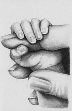 a pencil drawing of two hands holding each other