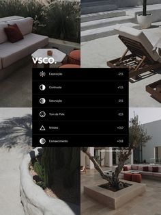 the screenshot shows different types of outdoor furniture