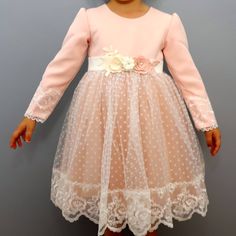 Dress Made With High Quality Material. Dress Made In Europe . Dress Made Of Soft Fabric In Pink Color Topped With Ivory Tulle, Velvet Dots And Flowery Lace. Complimenting The Dress Are 3 Pink And Ivory Roses With Small Pearls. Lining Is 100% Cotton. Dress Closing In The Back With Zipper. Size: 2-3 Year And 4-5 Year. Europe Dress, Colorful Dresses Formal, Material Dress, Ivory Roses, Lace Formal Dress, Pink Fabric, Cotton Dress, Kids' Dresses, Formal Dress