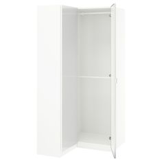 an open white cabinet on a white background