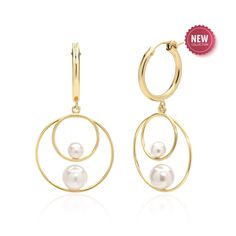 "Large Statements Style Pearl Earrings feature 19MM Thick Gold Hoops with double pear drops. Perfect Statement Earrings for occasion, wear and weddings. Unique Pearl Jewelry Gifts for Women.  A Christmas gift for someone special she will always cherish. NEW ARRIVAL - FALL WINTER 2022-23 PRODUCT INFORMATION - METAL: 14K Gold Filled or Sterling Silver - DIMENSIONS: Length - 1.9\" / 48MM, Width - 1\" / 25MM, Drop Length - 1.9\" / 48MM - EARRING BACKING: Latch Back - GEMSTONE: Crystal Pearls, 8MM an White Gold Hoop Pearl Earrings For Anniversary, Modern Yellow Gold Pearl Earrings For Wedding, Modern Halo Design Hoop Earrings For Wedding, Yellow Gold Hoop Pearl Earrings For Wedding, Wedding Hoop Pearl Earrings Fine Jewelry, Yellow Gold Pearl Hoop Earrings For Wedding, Wedding Pearl Hoop Earrings In Fine Jewelry Style, Wedding Pearl Hoop Earrings Fine Jewelry, Wedding Fine Jewelry Pearl Hoop Earrings