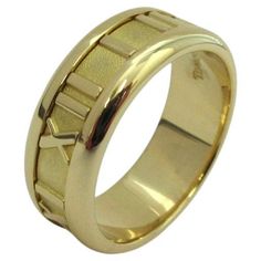 TIFFANY & CO. Atlas 18K Yellow Gold Numeric Ring 6.5 Metal: 18K Yellow Gold Size: 6.5 Band Width: 7mm Weight: 7.90 grams Hallmark: TIFFANY&CO.©1995 750 ITALY Condition: Excellent condition, like new Limited edition, no longer available for sale in Tiffany stores Authenticity guaranteed Tiffany And Co Gold Ring, Luxury Collectible Yellow Gold Enamel Ring, Tiffany Brooch Gold, Tiffany Atlas Rings, Tiffany And Co 1837 Ring, Tiffany And Co, Ring Band, Tiffany & Co., Band Rings