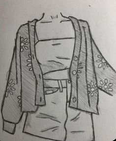 a drawing of a woman's jacket with flowers on it