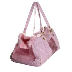 a pink purse with some fur on it