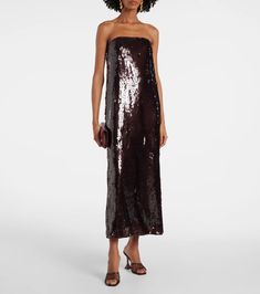 Casey sequined maxi dress in metallic - Staud | Mytheresa Chic Sequined Maxi Evening Dress, Glamorous Sequined Midi Dress, Glamorous Midi-length Maxi Dress With Sequins, Chic Formal Maxi Dress By Staud, Embellished Midi-length Maxi Dress For Gala, Formal Maxi Dress With Contrast Sequin, Sequin Floor-length Midi Dress For Evening, Floor-length Sequin Midi Dress For Evening, Floor-length Sequin Midi Dress For Party Season