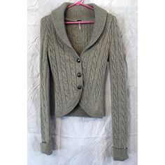 50% Lambswool 50% Nylon. Metal Buttons. In Pristine Condition. Shawl-Collar Cardigan With Cable-Knit Pattern, Ribbed Trim And Luminous Metallic Buttons. Cozy Fitted Sweater For Workwear, Cozy Fitted Sweater For Work, Cozy Fitted Workwear Sweater, Fitted Cozy Sweater With Button Closure, Cozy Fitted Sweater With Button Closure, Fitted Cozy Cable Knit Sweater Coat, Spring Fitted Cable Knit Sweater Coat, Fitted Wool Cable Knit Outerwear, Fitted Cable Knit Sweater Coat