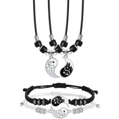 PRICES MAY VARY. Package includes: you will receive 2 sets of matching dragon Yin Yang adjustable cord bracelets, including 2 pieces of pendant necklaces and 2 pieces of adjustable cord bracelets, a good combination for you to choose Delicate design: the Yin and Yang pendants on the bracelet and necklace fit together nicely, just like the harmonious relationship between you and the one you loved, the whole design is quite delicate Suitable size: the dragon Yin Yang bracelet adopts an adjustable Yin Yang Dragon, Girlfriend Birthday Gifts, Friend Couple, Yin Yang Bracelet, Adjustable Cord Bracelet, Couple Pendant, Couple Necklace, Necklace And Bracelet Set, Couple Necklaces