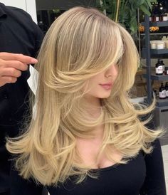 Layers When Straight, Bardot Fringe Long Hair, Lot Of Layers Haircut Long, Sabrina Carpenter Haircut Layers, Princess Haircuts, Highlighted Fringe, Sabrina Haircut, Bridget Bardot Haircut, Bangs Haircut Long