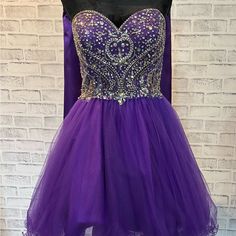 Sweetheart, Dress And Jeweled Bodice Short Dress. Purple Size Large. Purple Dress Short Formal, Purple Mini Dress With Sweetheart Neckline For Homecoming, Purple Mini Dress With Sweetheart Neckline, Purple Dress Short, Boho Wrap Dress, Monica Dress, Mesh Cocktail Dress, 16 Dresses, Ribbed Mini Dress