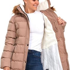 This Hooded Coat Is Made Of Dense Oxford Fabric With A 3000mm Waterproof Rating, Which Keeps Out Light Rain. New With Tags (Never Been Worn). Size Medium. Beige Puffer Jacket With Double-lined Hood For Fall, Beige Double-lined Hood Puffer Jacket For Fall, Beige Hooded Puffer Jacket With Double-lined Hood, Beige Hooded Puffer Jacket For Outdoor, Beige Fleece-lined Outerwear For Outdoor, Beige Outerwear With Fleece Lining For Outdoor Activities, Beige Winter Parka With Adjustable Hood, Beige Hooded Jacket With Detachable Hood For Cold Weather, Fitted Khaki Outerwear For Outdoor Activities