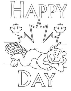 happy day coloring page with a bear holding a tennis racquet