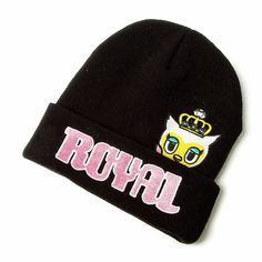 BRAND NEW ITEM.....GET YOURS TODAY.....!!!!!!! ♥ Product Description ♥ Get a royal look. This black knit beanie hat from Neon Star by tokidoki features Fancy the owl and the word "Royal" spelled out in pink letters. 8"L 100% Acrylic Hand wash cold Imported ♥ Shipping ♥ Items ship within 1 business day upon receipt of payment. Shipping charges are based on rates provided by USPS. We will happily combine shipping on purchases made on the same invoice.♪ International Buyers: Import duties and charg Trendy One-size Bonnet Cap, Black Acrylic Hat For Streetwear, Trendy Black Acrylic Hats, Trendy One-size Hat For Streetwear, Trendy Black One Size Beanie, Black Novelty Beanie Hat, Novelty Black Beanie Hat, Adjustable Black Acrylic Beanie, Trendy Adjustable Bonnet