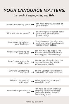 a table with two different types of language