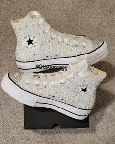 Prom Dresses With Converse Shoes, Bedazzled High Top Converse, Wedding High Top Converse, Prom Converse Shoes, Wedding Shoes Bride Converse, Quinceañera Converse Shoes, Converse Quinceanera Shoes, Homecoming Shoes Sneakers, Bedazzled Converse Wedding