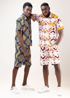 Here’s your chance to show off your bright side in this incredibly cool Mane shorts matching set .it's simple but so chic.Great for a day at the beach or pool, but also for a nice casual outdoor event. It's all yours Description 100% Cotton African Print Wax Short sleeves shirt and matching shorts Front lapel, one button Front button shirt Shorts with zipper Made in Cameroon Fabric from Benin Care instructions Hand wash cold Hang to dry Do not bleach Iron on the wrong side Beach Tops With Built-in Shorts And Short Sleeves, Summer Cotton Sets With Built-in Shorts, Summer Sets With Relaxed Fit And Short Length, Cotton Short Set With Built-in Shorts, Relaxed Fit Summer Short Set For Beach, Summer Sets With Relaxed Fit And Short Shape, Summer Sets With Relaxed Fit And Shorts, Summer Vacation Short Set, Summer Bermuda Pajama Shorts For Loungewear