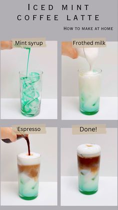 how to make iced mint coffee latte at home - step by step instructions on how to make it