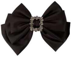 Black Beauty Hair Bow - Black - Other Chic Decorative Bow For Black Tie Events, Chic Party Hair Accessories With Ribbon, Chic Ribbon Hair Accessories For Party, Chic Party Hair Accessories With Satin Bow, Elegant Black Ribbon Hair Accessories For Party, Elegant Black Hair Accessories With Bow, Elegant Black Hair Accessories With Ribbon, Black Bow Hair Accessories For Wedding, Chic Bow Hair Accessories For Party