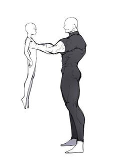 a drawing of a man standing next to another person