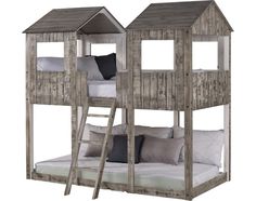 the bunk bed is made out of wood