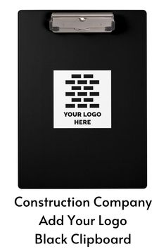 a clipboard with the words construction company on it and an image of a black clipboard