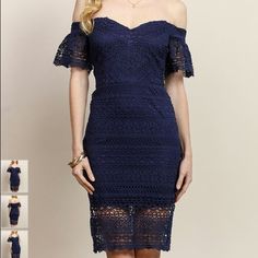 Just Bought From Zulilly, Sadly Too Big For Me And They Don't Allow Returns. Brand New. Navy Lace Crochet Midi Length, Beautiful For A Wedding! Crochet Midi, Navy Lace, Dress Brands, Midi Length, Off The Shoulder, Off Shoulder Dress, Shoulder Dress, Colorful Dresses, Midi Dress