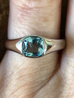 We sold out of the vintage one we had, and so we made our own. A lovely classic cushion cut blue aquamarine signet ring. Love the hue! Size 8. 925 Sterling Silver 1.2CT blue aquamarine (lab ) Ships 1-2 business days Gift Box Opal Wedding Band, Light Blue Sapphire, Stacked Wedding Bands, Opal Wedding, Vintage Style Rings, Ring Wedding Band, Wedding Band Ring, Wedding Band Sets, Eternity Wedding Band