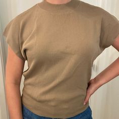 Brand New; No Size Tag But Will Fit A Small And Possibly A Medium. Shirt Has A Good Stretch To It And Is Very Comfortable. Top Can Be Dressed Up Or Dressed Down Casual Stretch Taupe Top, Casual Taupe Stretch Top, Good Stretches, Dressed Down, Tan Brown, Size Tag, Dress Up, Womens Tops, Brand New