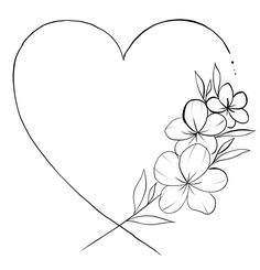 the outline of a heart with flowers on it