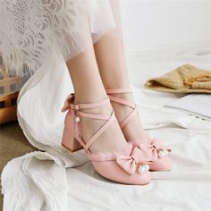 Kawaii Lolita High Heels Fashion Shoes with Bows · KoKo Fashion · Online Store Powered by Storenvy Daily Heels, Bow High Heels, Strappy Pumps, Modern Princess, Womens Mary Janes, High Heels Sandals, Heels Fashion, Work Place, Girly Shoes