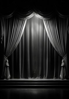 View of black and white theatre stage curtains | AI-generated image Theatre Curtains, Stage Curtains, Theatre Stage, Graphic Resources, Curtains, Black And White, White, Black