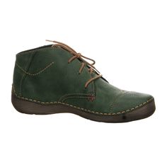 Indulge in the comfort of Josef Seibel's favorite shoes for your feet! The elegant low shaft height adds a fashionable touch to these lace-up boots in luxurious dark green smooth leather. Designed with a textile lining and a durable synthetic leather insole that can be swapped out. The synthetic outsole provides reliable traction. Highlight your style with the contrast stitching in brown.Josef Seibel – Quality and Comfort Combined. Discover the perfect companion for your daily routine with shoes from Josef Seibel. Each pair reflects over 130 years of experience in shoemaking and stands as a testament to our commitment to quality, durability, and timeless design. Crafted in Europe, our shoes offer the utmost in comfort and are perfectly tailored to meet the needs of the modern lifestyle.