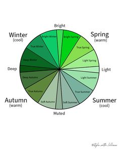 a color wheel with the names of different types of autumn and winter colors in it