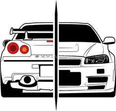 the front and side view of a white car