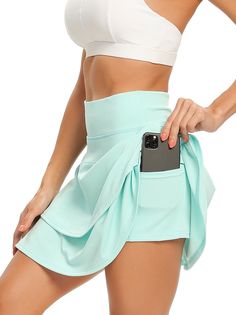 Swing with Your Style Sports Skirt, Tennis Outfits, Summer Green, Sports Skirts, Summer Blue, Tennis Clothes, Gym Training, Skirt Leggings, Tennis Skirt