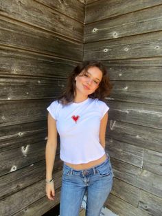 Fitted, comfy tee with embroidered design. Super trendy and a great closet staple. Heart On Fire, Fun Sweatshirts, Make Good Choices, Closet Staples, Fire Heart, Style Expert, Heart On, Teen Girls, On Fire