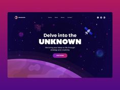 the landing page for an app that is designed to look like a space station with stars and