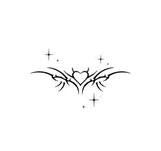 a heart with wings and stars tattoo design