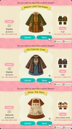 an info sheet showing different types of clothing