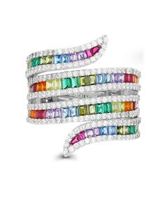 in stock Fine Jewelry With Multicolor Baguette Diamonds, Macys Jewelry, Rainbow Wedding, Cubic Zirconia Rings, Fashion Ring, White Ring, Knee High Boots, High Boots, Multi Colored