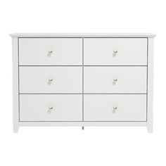 a white dresser with six drawers